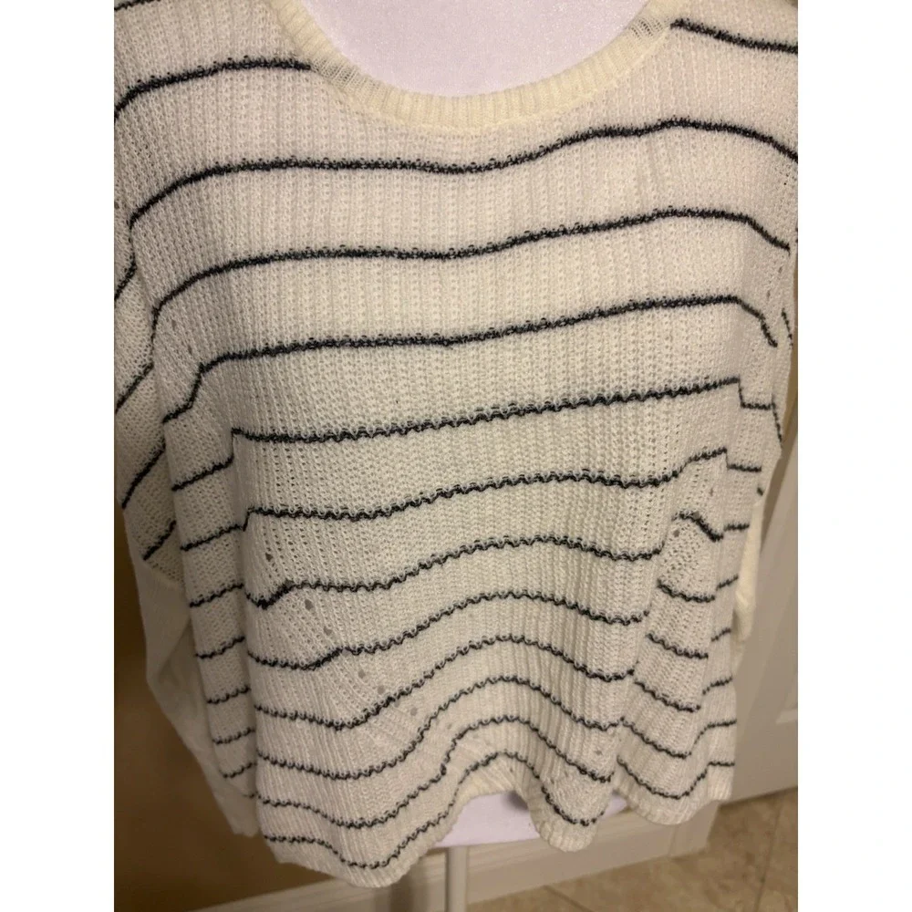 Rip Curl Long Sleeve Lightweight Dark Gray Striped Sweater, Oversized Crop, M - Picture 3 of 9